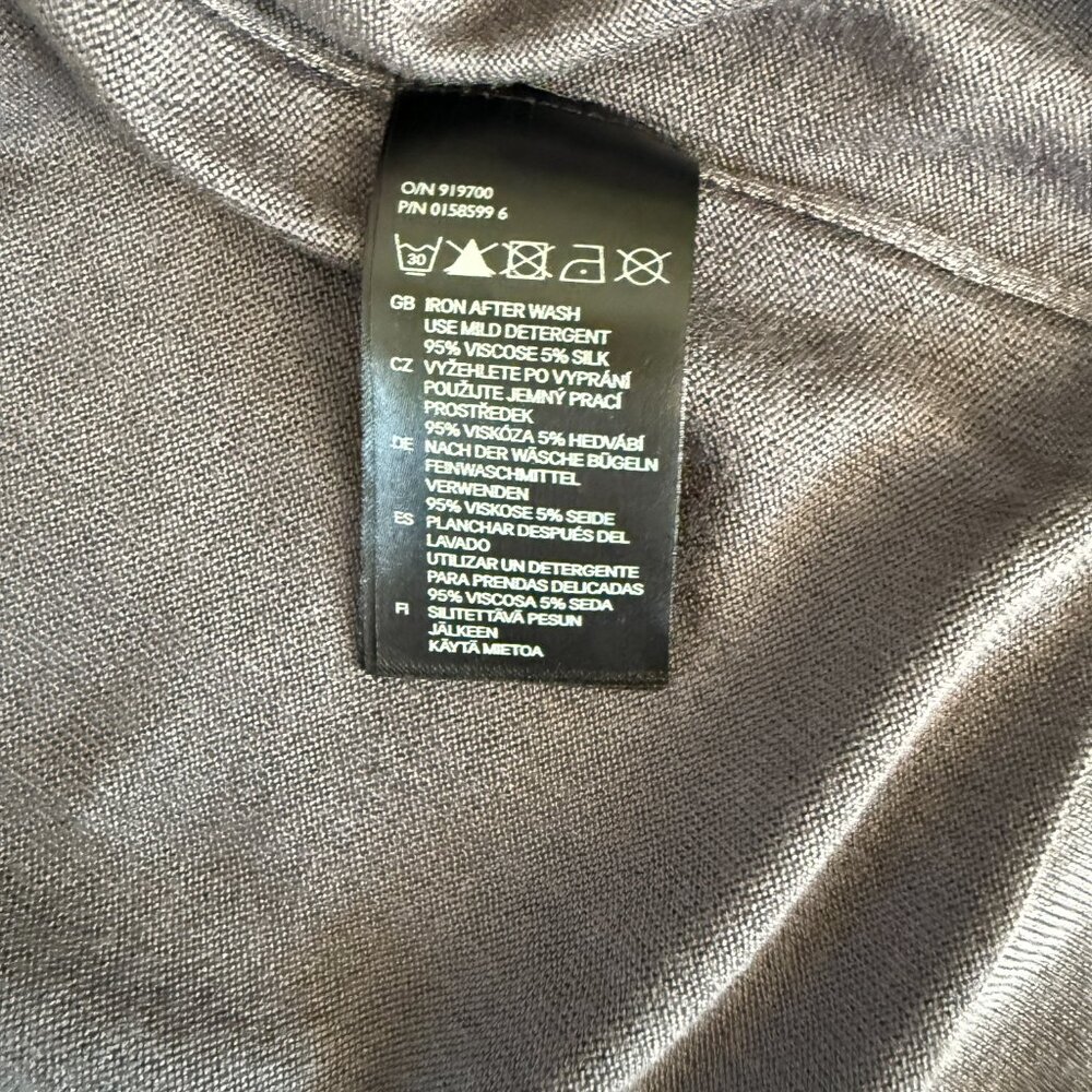 H&M Gray Satin Trim Dress Size M Bow Detail Short Sleeve Shift Dress - Picture 11 of 11